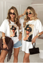 Tricou z nadrukiem Madame Fancy Alb