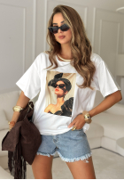 Tricou z nadrukiem Madame Fancy Alb