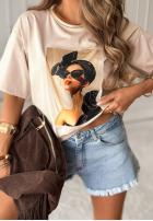 Tricou z nadrukiem Madame Fancy bej