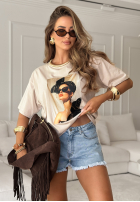 Tricou z nadrukiem Madame Fancy bej