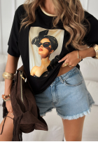 Tricou z nadrukiem Madame Fancy negru