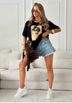 Tricou z nadrukiem Madame Fancy negru