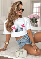Tricou z nadrukiem MC Do Not Look Alb