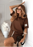 Compleu Tricou i krótkie spodenki Play Like A Girl ciocolatiu