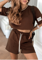 Compleu Tricou i krótkie spodenki Play Like A Girl ciocolatiu