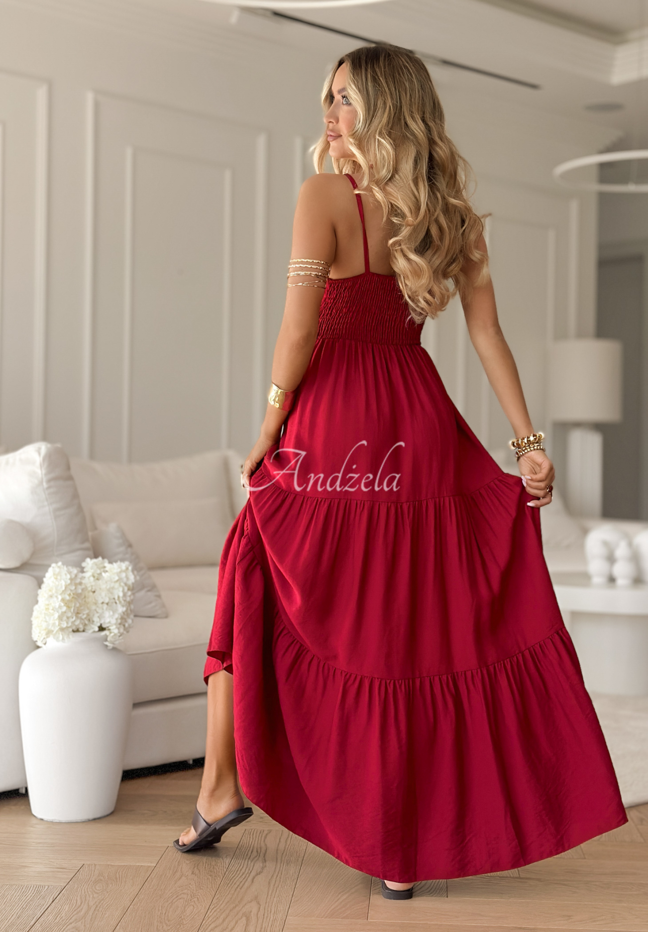 Rochie maxi din viscoză Memorable Sunrise cu bretele