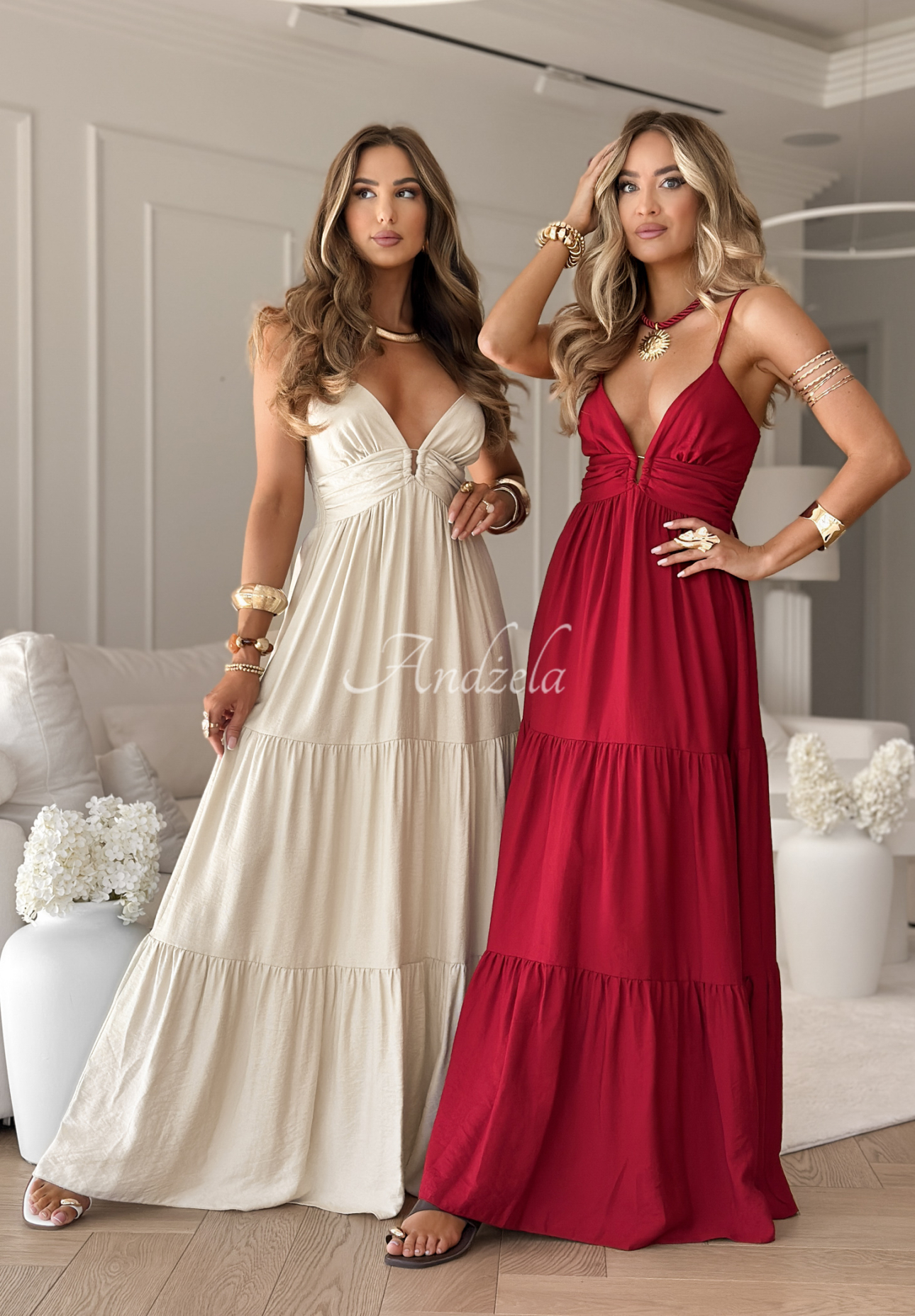 Rochie maxi din viscoză Memorable Sunrise cu bretele