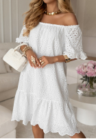 Ażurowa Rochie Cu croială spaniolă boho Palm Coast albă