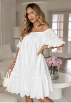 Ażurowa Rochie Cu croială spaniolă boho Palm Coast albă
