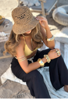 Pleciony Pălărie bucket hat Paris Milano camel