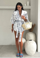 Wzorzysty Compleu Cămașă kimono i spodenki La Milla Slow It Down gri
