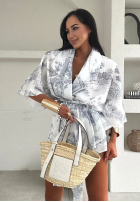 Wzorzysty Compleu Cămașă kimono i spodenki La Milla Slow It Down gri