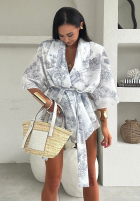Wzorzysty Compleu Cămașă kimono i spodenki La Milla Slow It Down gri
