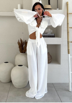 Compleu Cămașă i Pantaloni wide leg La Milla Remembers Everything Alb