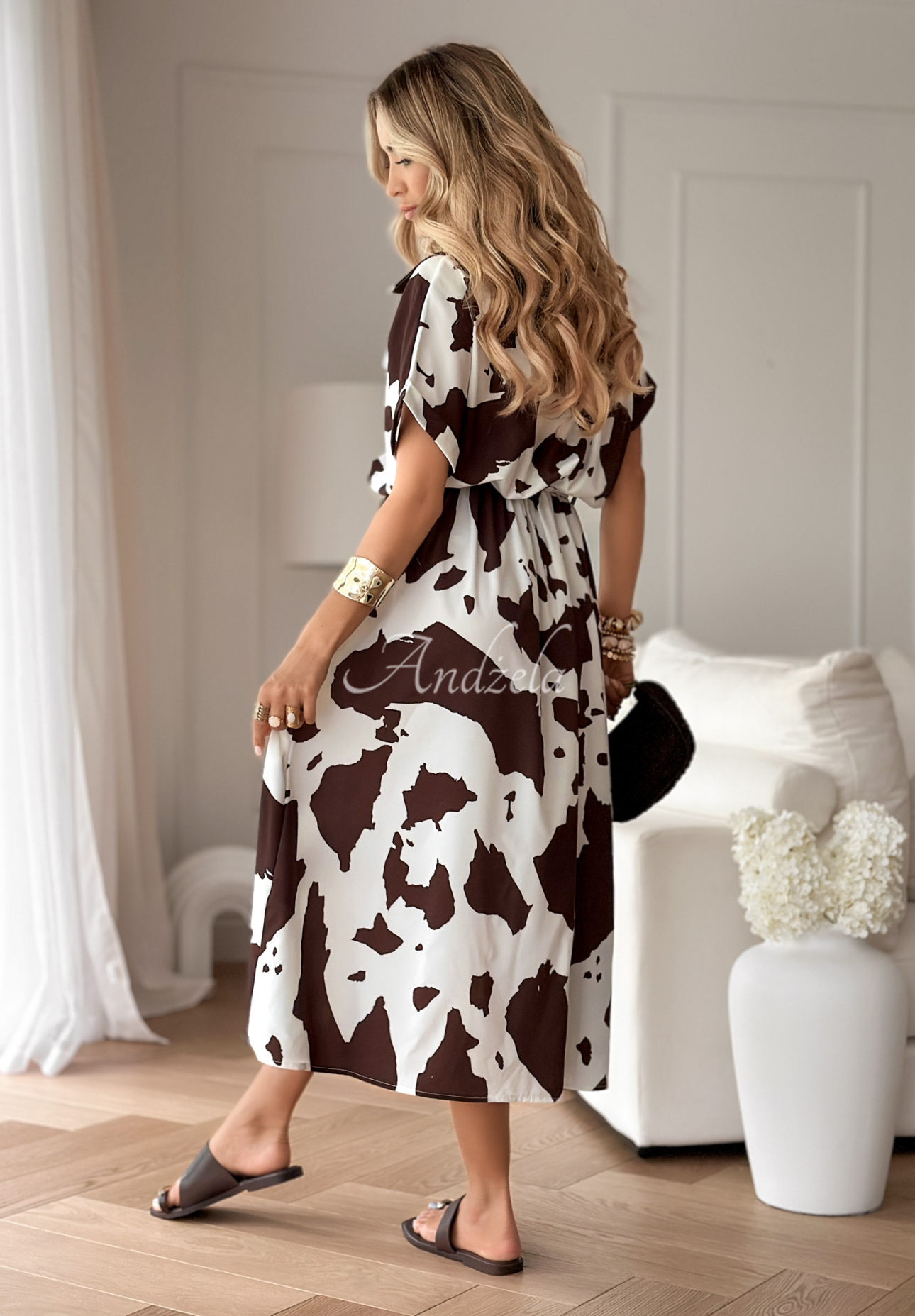 Rochie tip cămașă On My Lasso cu imprimeu animal