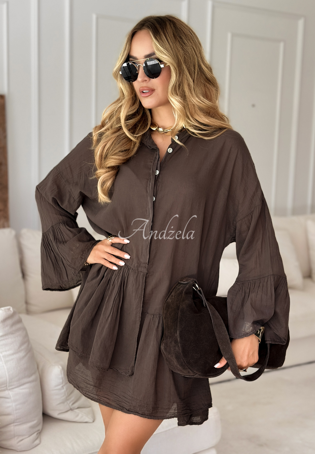 Rochie oversize cu volănașe Free As The Ocean
