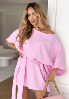 Rochie z paskiem Self Healing roz
