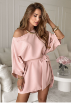 Rochie z paskiem Self Healing roz pudră