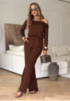 Compleu Bluză i Pantaloni wide leg New Orlean ciocolatiu