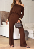 Compleu Bluză i Pantaloni wide leg New Orlean ciocolatiu