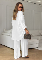 Compleu Cămașă i Pantaloni wide leg View Bliss Alb