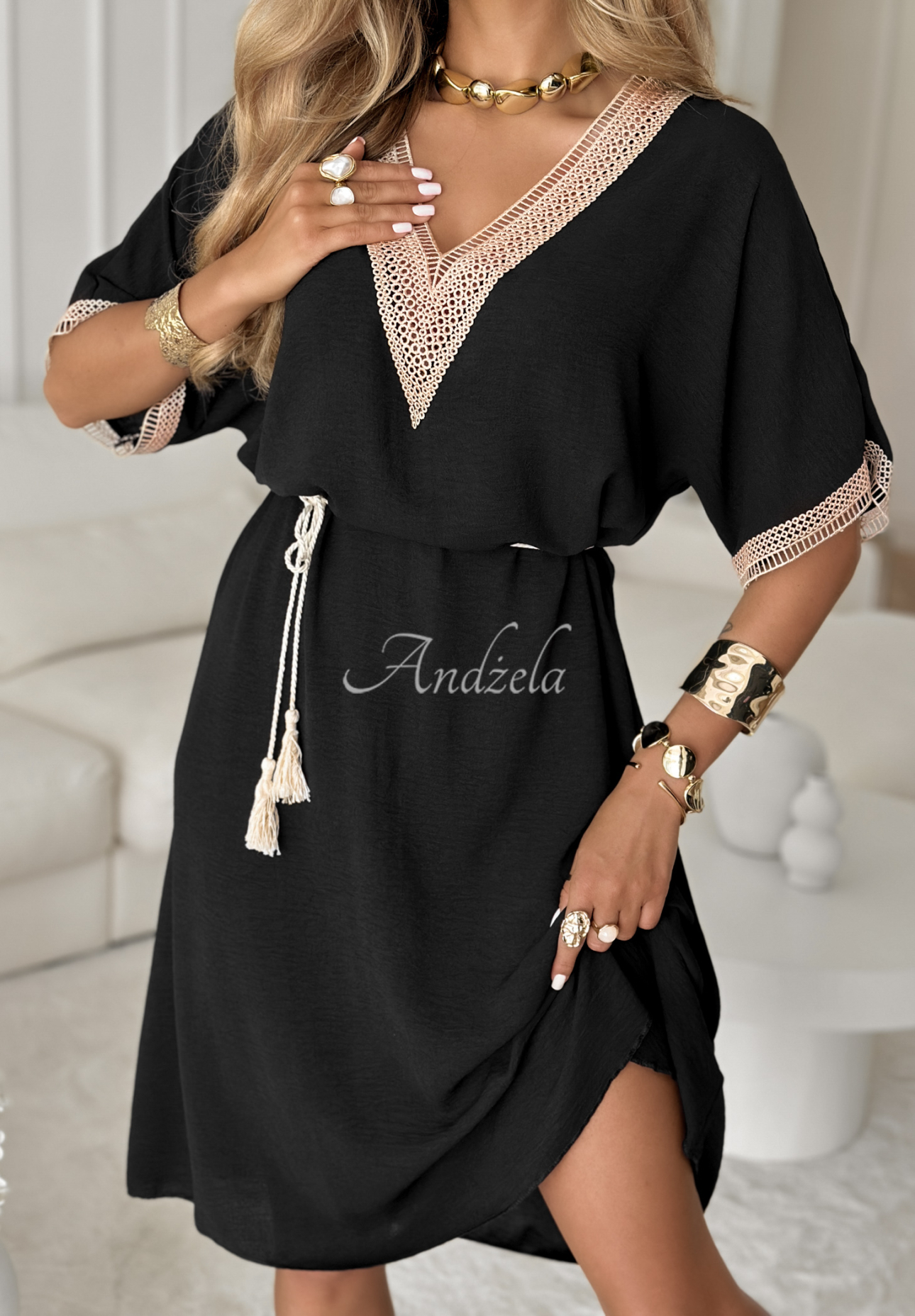 Rochie midi boho cu curea Chianti Valley