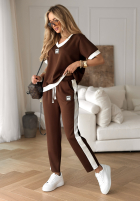 Compleu Bluză i Pantaloni Pretty Vibes ciocolatiu