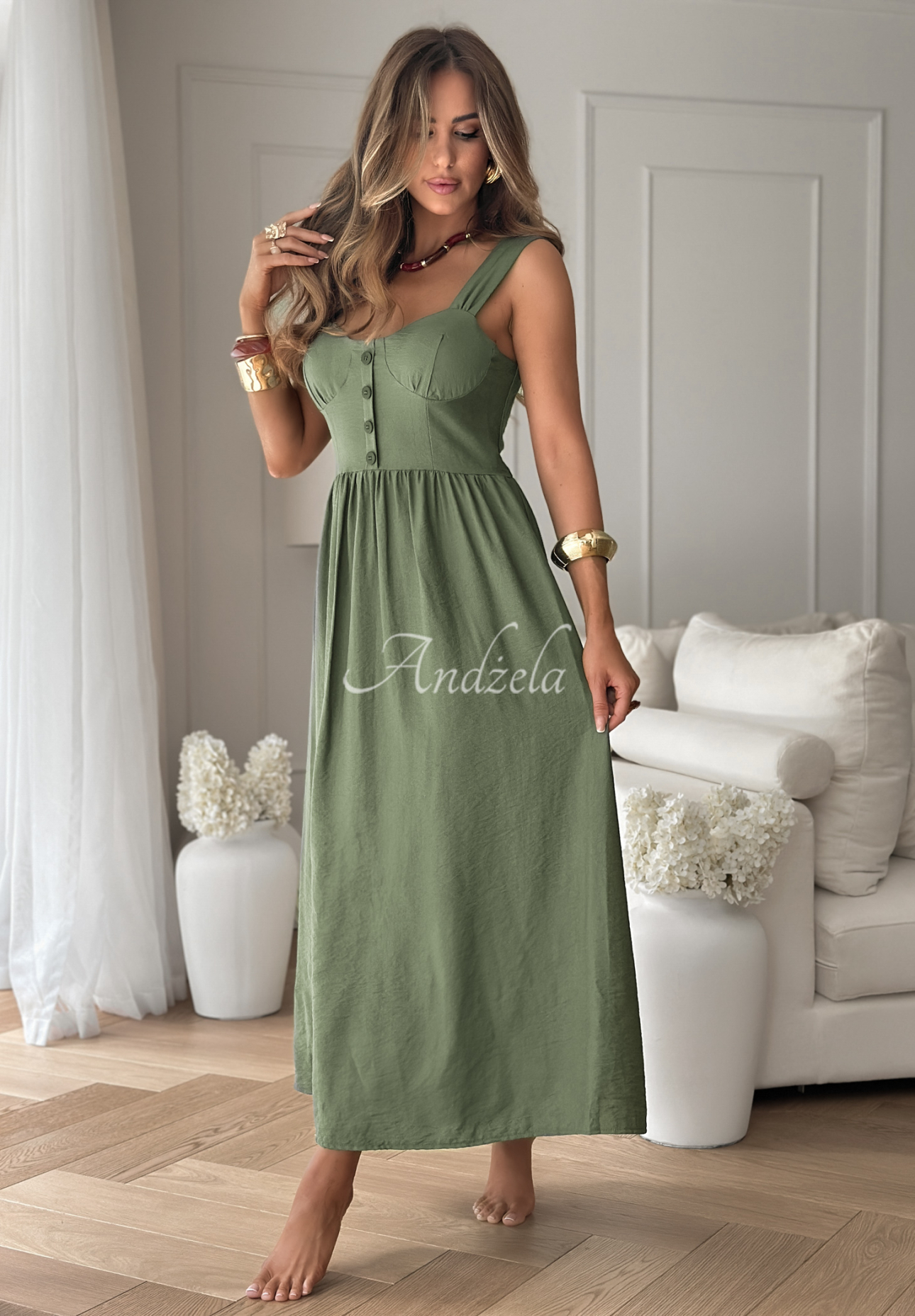 Rochie din viscoză La Esmeralda cu bretele