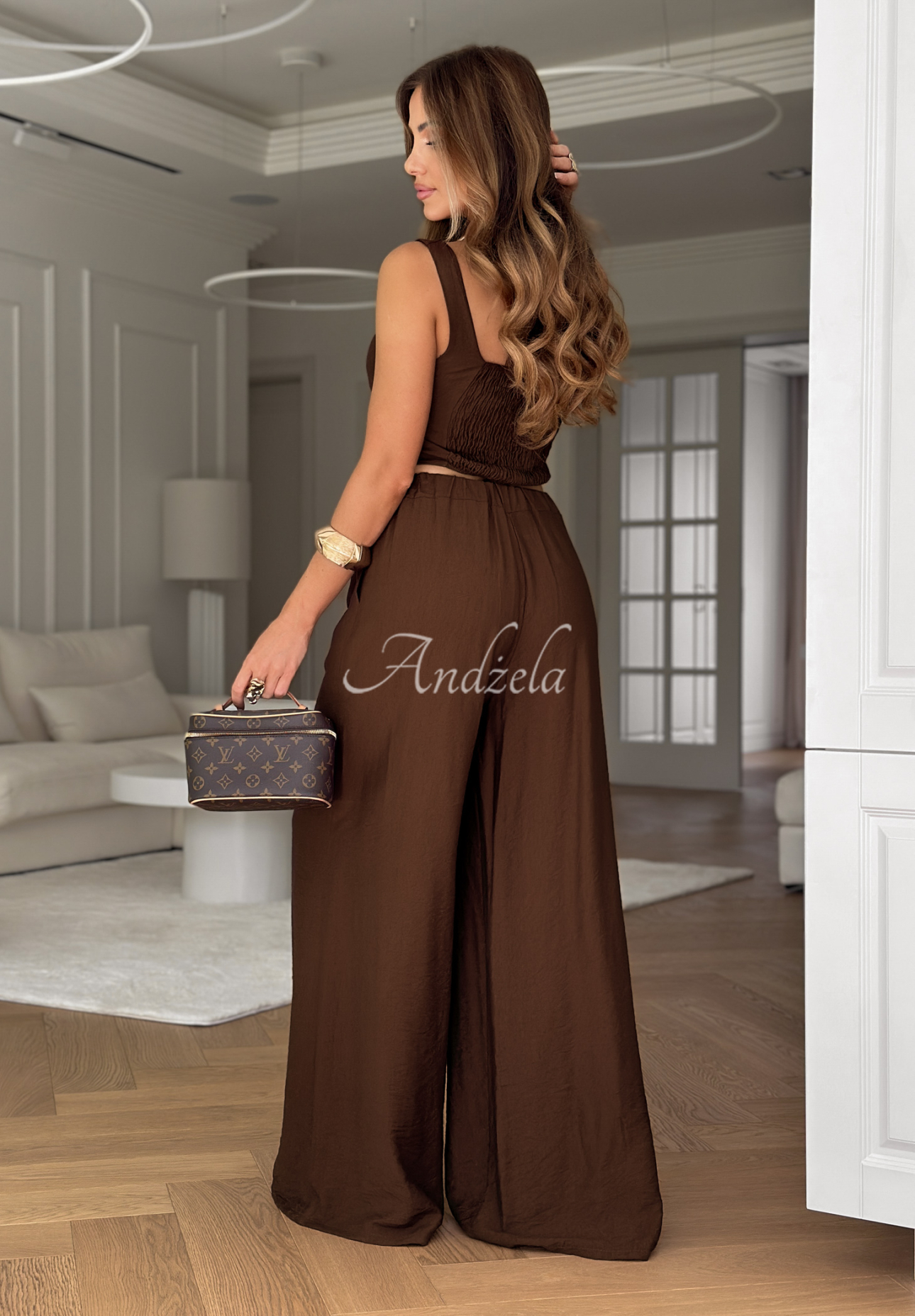 Set din viscoză La Colorada format din Top  și pantaloni wide leg