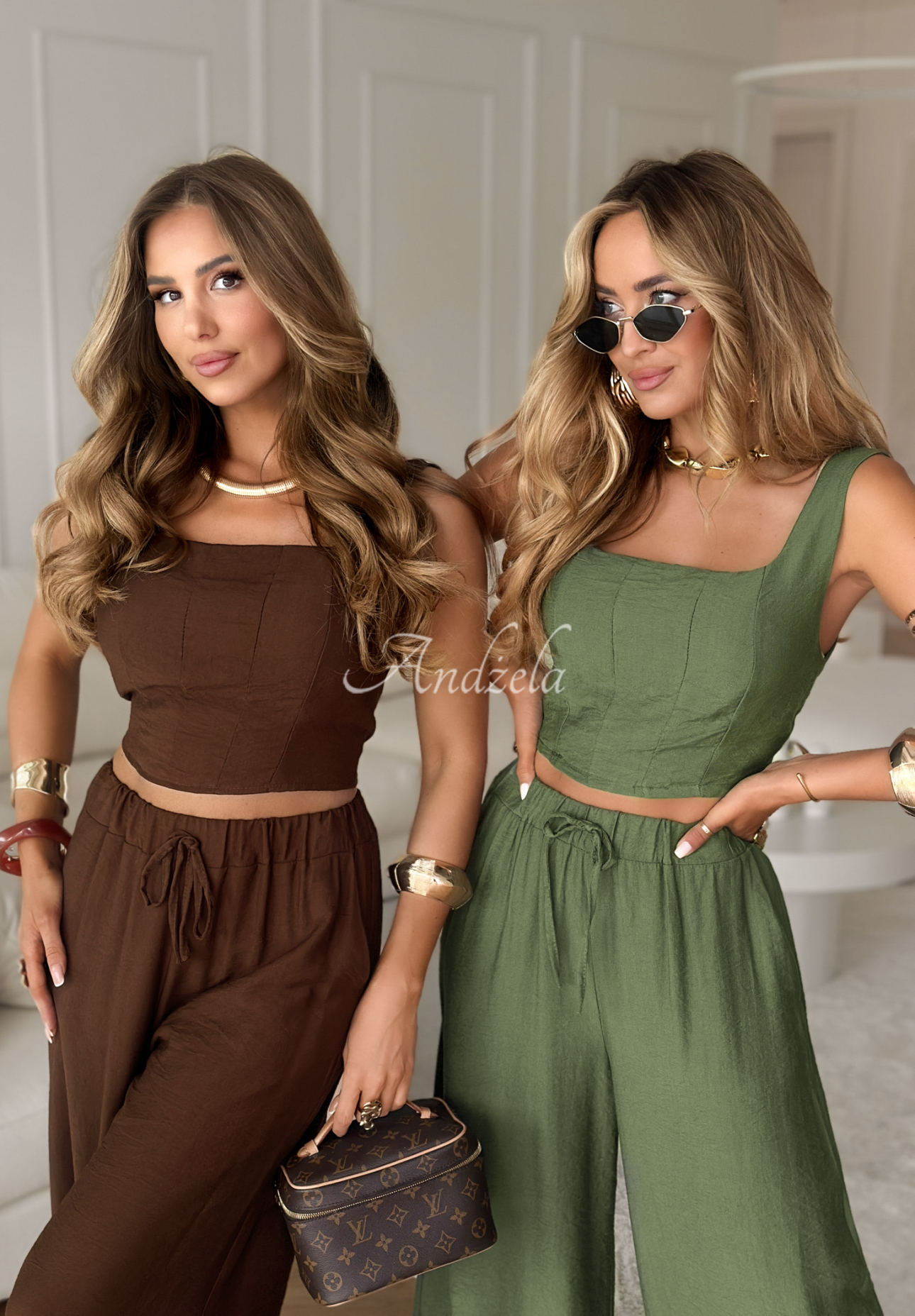 Set din viscoză La Colorada format din Top  și pantaloni wide leg