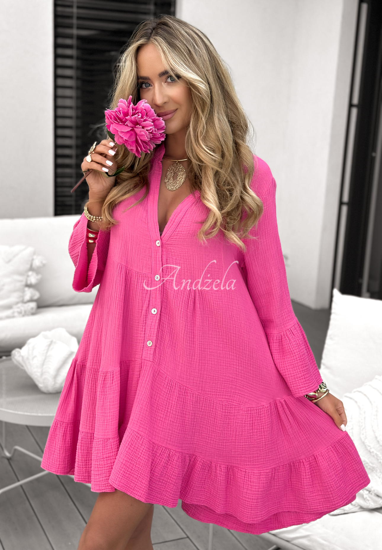 Rochie de muselină Hello Summer cu volănașe