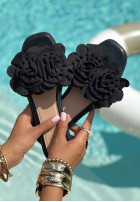Șlapi z ozdobnymi kwiatami Flowery Steps negre