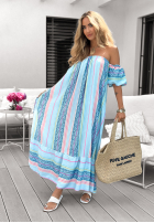 Wzorzysta Rochie Cu croială spaniolă Cocoa Beach albastru azuriu