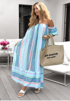 Wzorzysta Rochie Cu croială spaniolă Cocoa Beach albastru azuriu