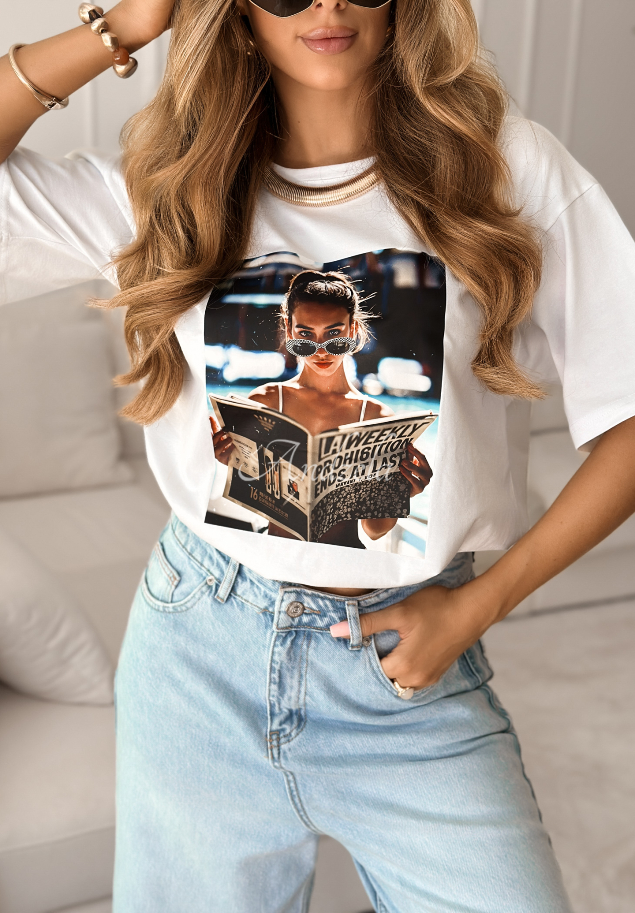 Tricou scurt cu imprimeu LA Weekly