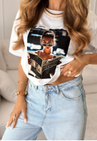 Krótki Tricou z nadrukiem LA Weekly Alb