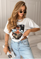 Krótki Tricou z nadrukiem LA Weekly Alb