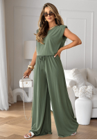 Compleu tank Top  i Pantaloni wide leg The Two Of Us kaki