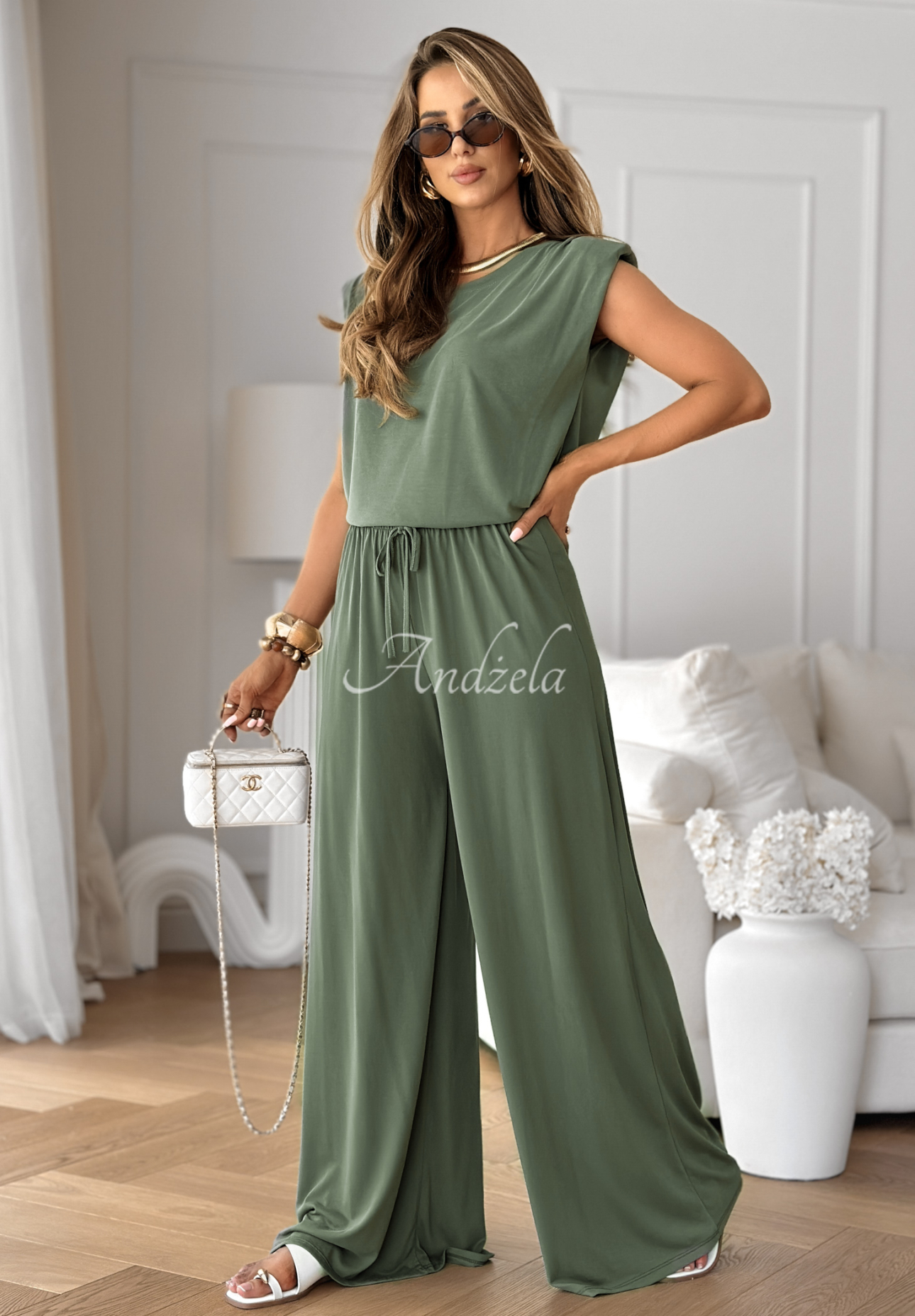 Set The Two Of Us format din Top  tip tank și pantaloni wide leg