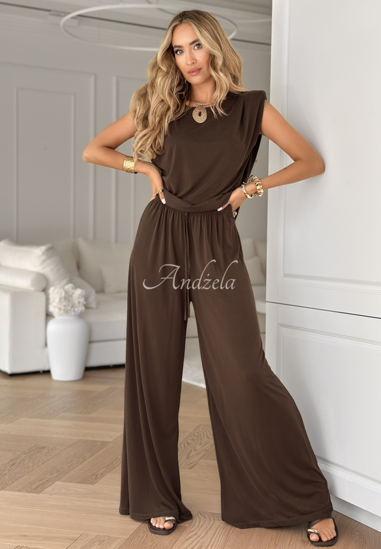 Set The Two Of Us format din Top  tip tank și pantaloni wide leg