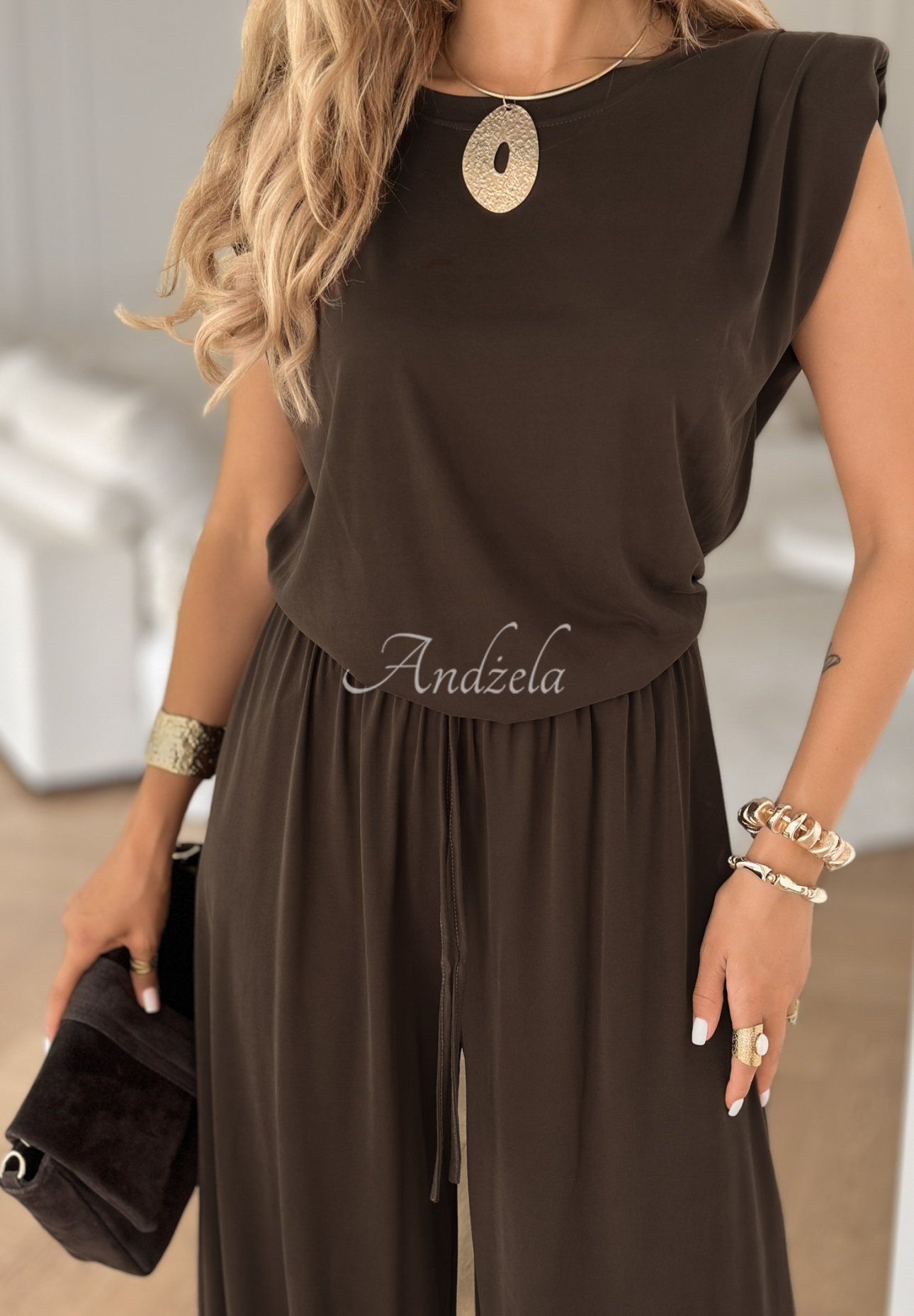 Set The Two Of Us format din Top  tip tank și pantaloni wide leg