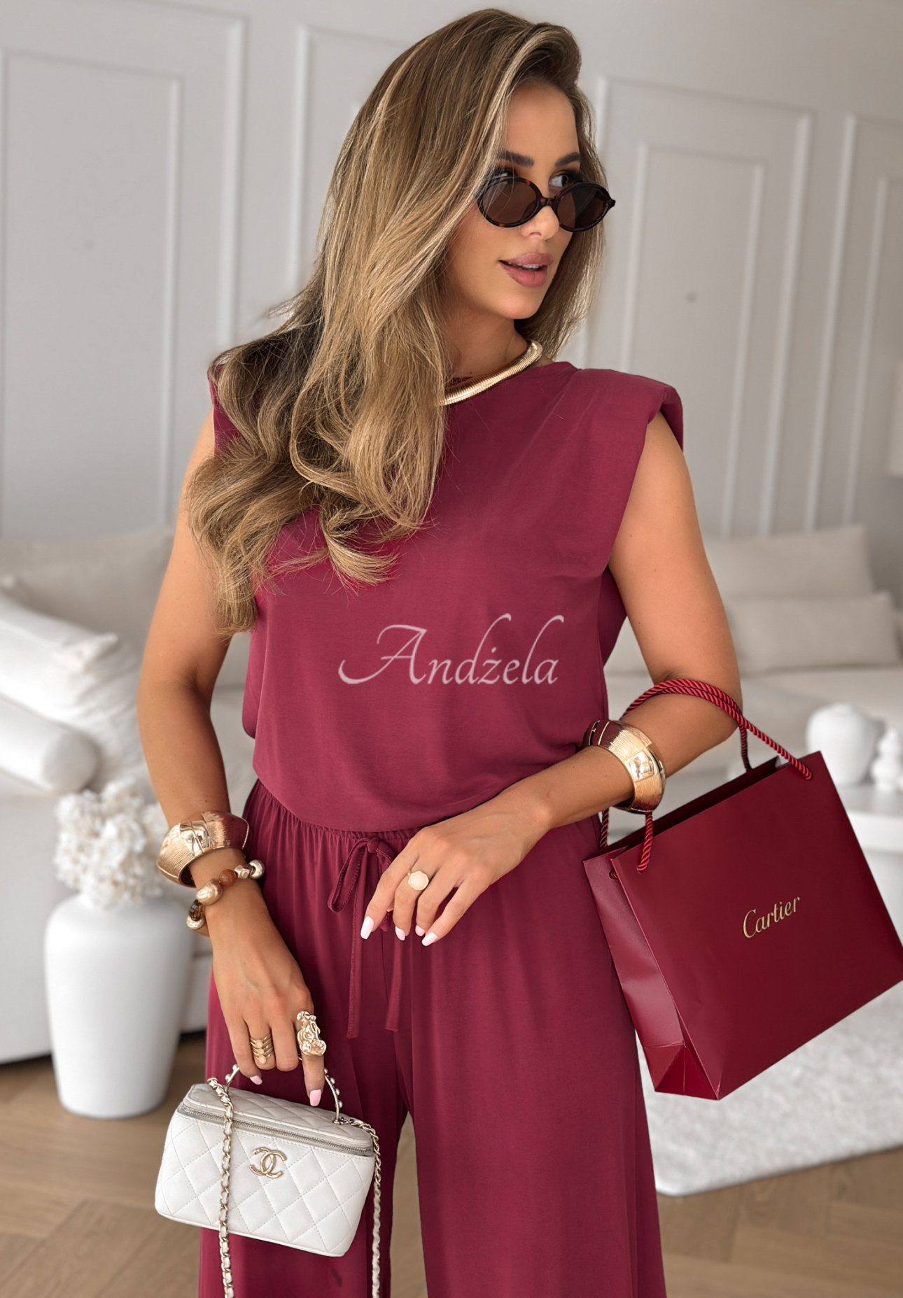 Set The Two Of Us format din Top  tip tank și pantaloni wide leg