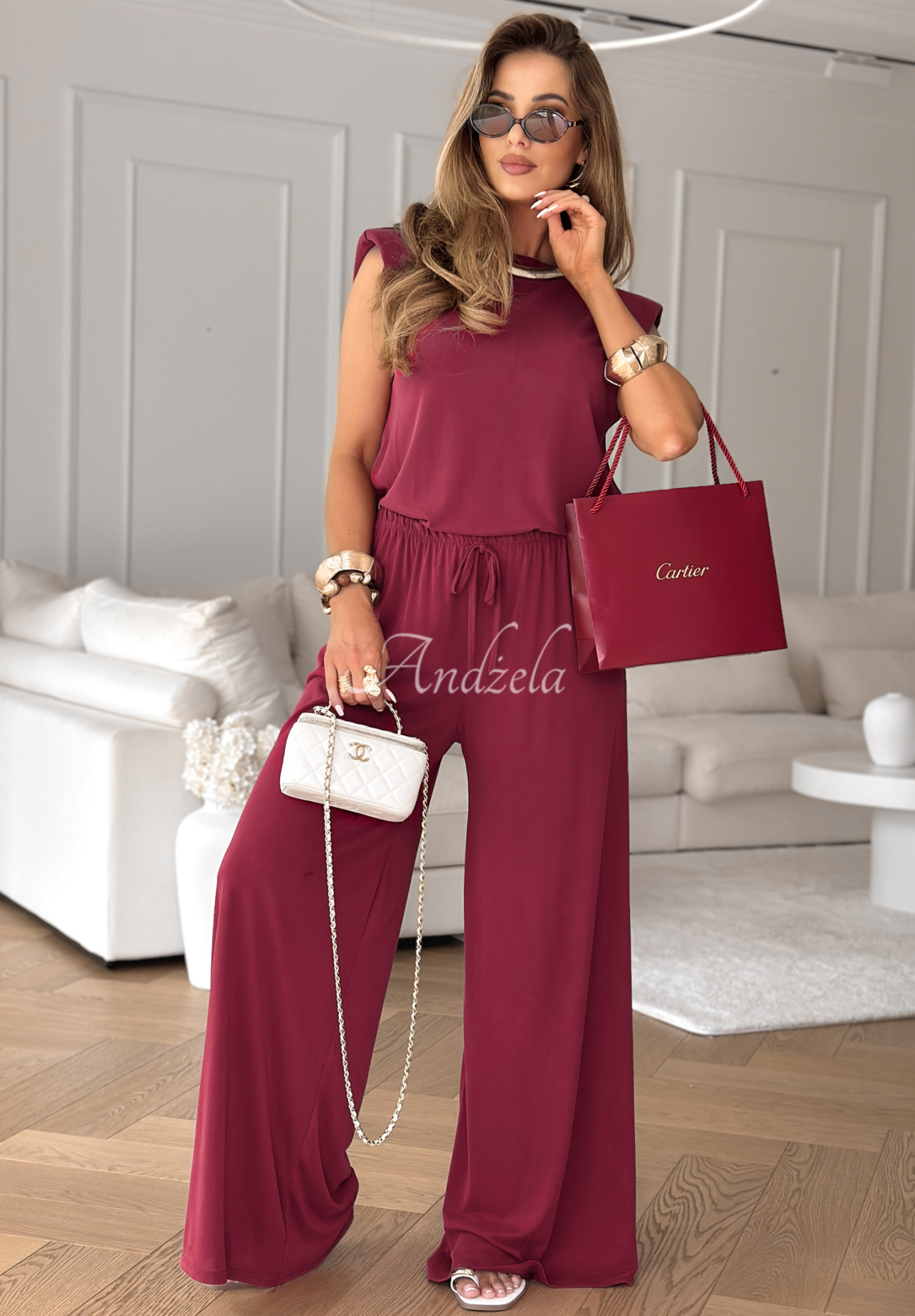 Set The Two Of Us format din Top  tip tank și pantaloni wide leg