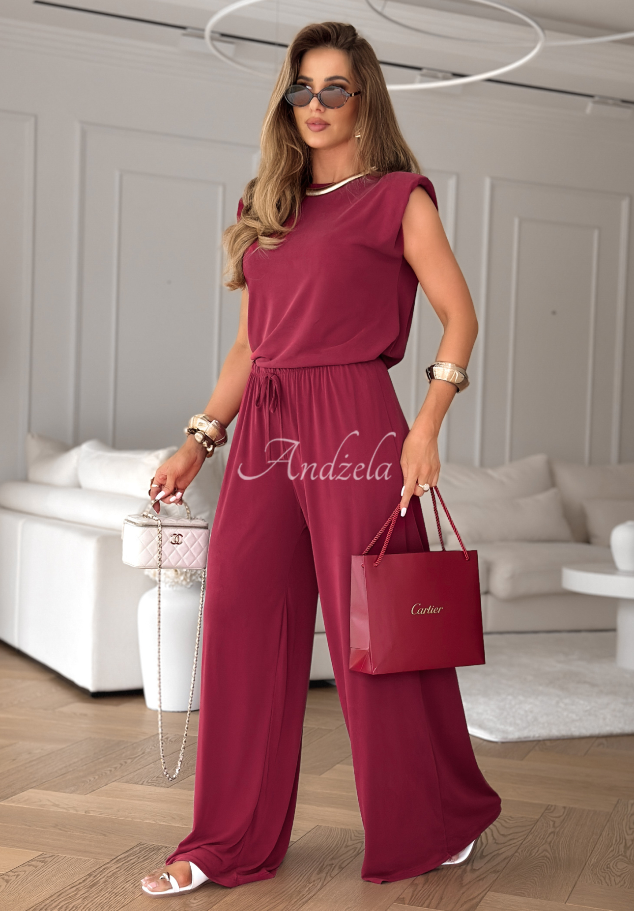 Set The Two Of Us format din Top  tip tank și pantaloni wide leg