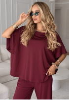 Compleu Tricou oversize i spodenki Two Halves burgundowy