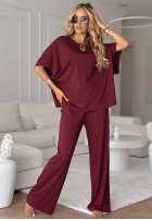 Compleu Tricou oversize i spodenki Two Halves burgundowy