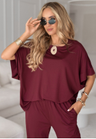 Compleu Tricou oversize i spodenki Two Halves burgundowy