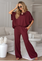Compleu Tricou oversize i spodenki Two Halves burgundowy