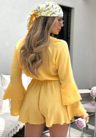 Rochie z falbankami i paskiem Rule Of A Lady bananowa