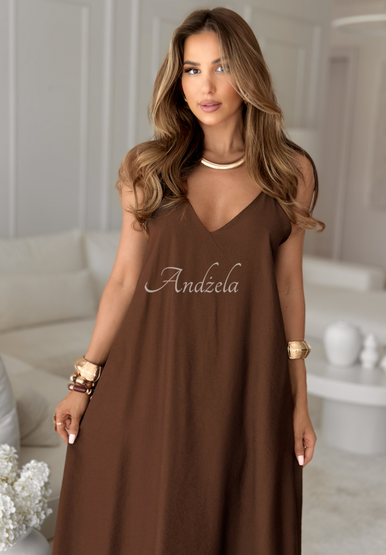 Rochie oversize din viscoză Catalina Island cu bretele